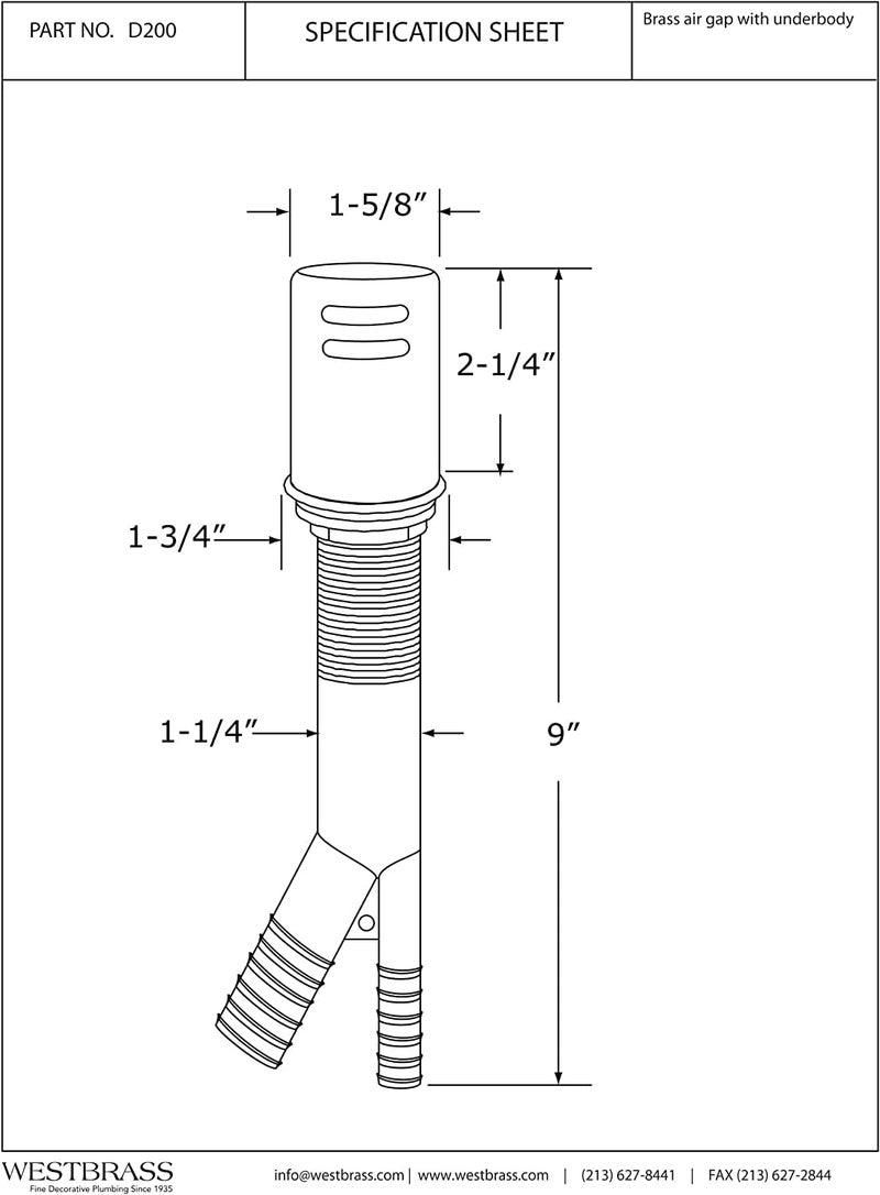 Westbrass D200-20 1-5/8" x 2-1/4" Solid Brass Air Gap Cap Kit, Non-Skirted, Stainless Steel - Image 2